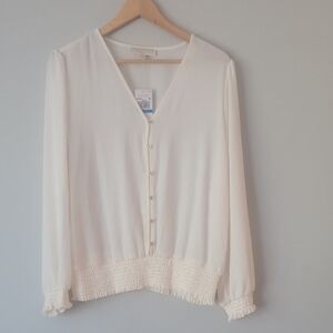 Michael Kors Cream V-Neck Blouse